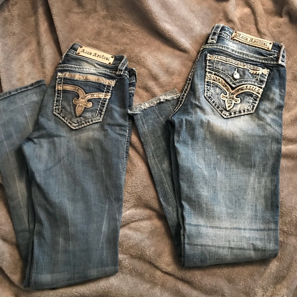2 pairs rock revival jeans sz 29